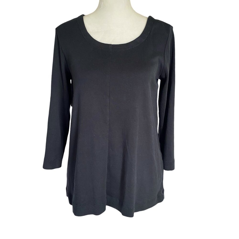 J. Jill women's size XS black stretchy perfect pima 3/4 sleeve seamed tee